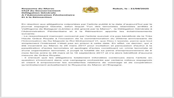 Royaume du MarocChef du GouvernementDélégation GénéraleA l’Administration PénitentiaireEt à la Réinsertion