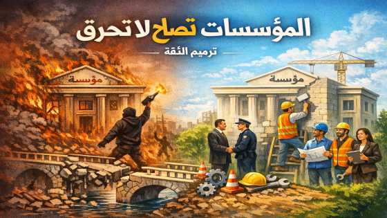 🏛️ المؤسسات تُصْلَحُ لا تُحْرَقُالعمود اليومي الثالث ضمن محور: ترميم الثقة